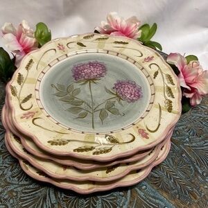 Vintage 222 Fifth IBIZA Set of 4 Floral Salad Plates